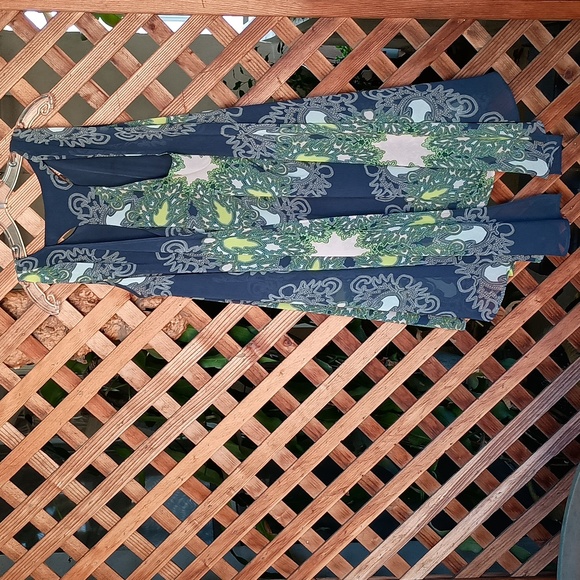 TT Collection Dark Blue Paisley Sleeveless Tent Dress, Modified Racer Back, Med - Picture 4 of 6